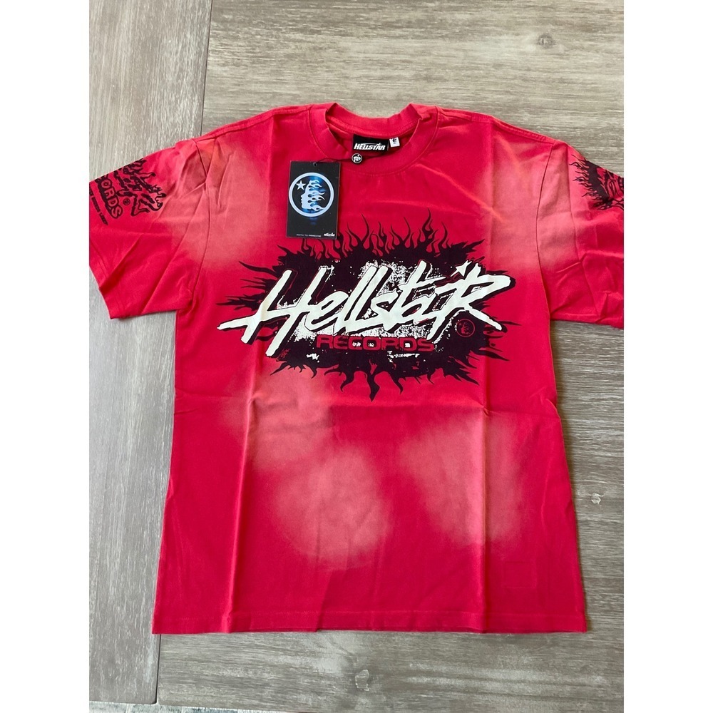 Hellstar Records Bleached‎ Graphic T-Shirt Red Small New With Tags - Picture 3 of 8